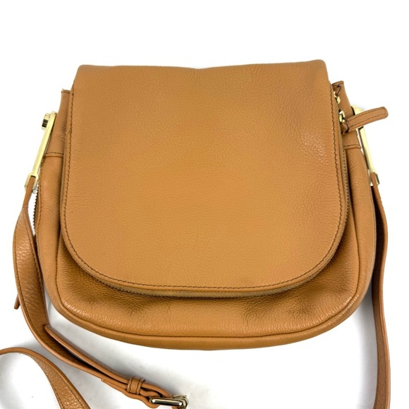 Vince Camuto Jax Crossbody Bag Honey Comb Tan Brown Leather Handbag Purse - Picture 3 of 16